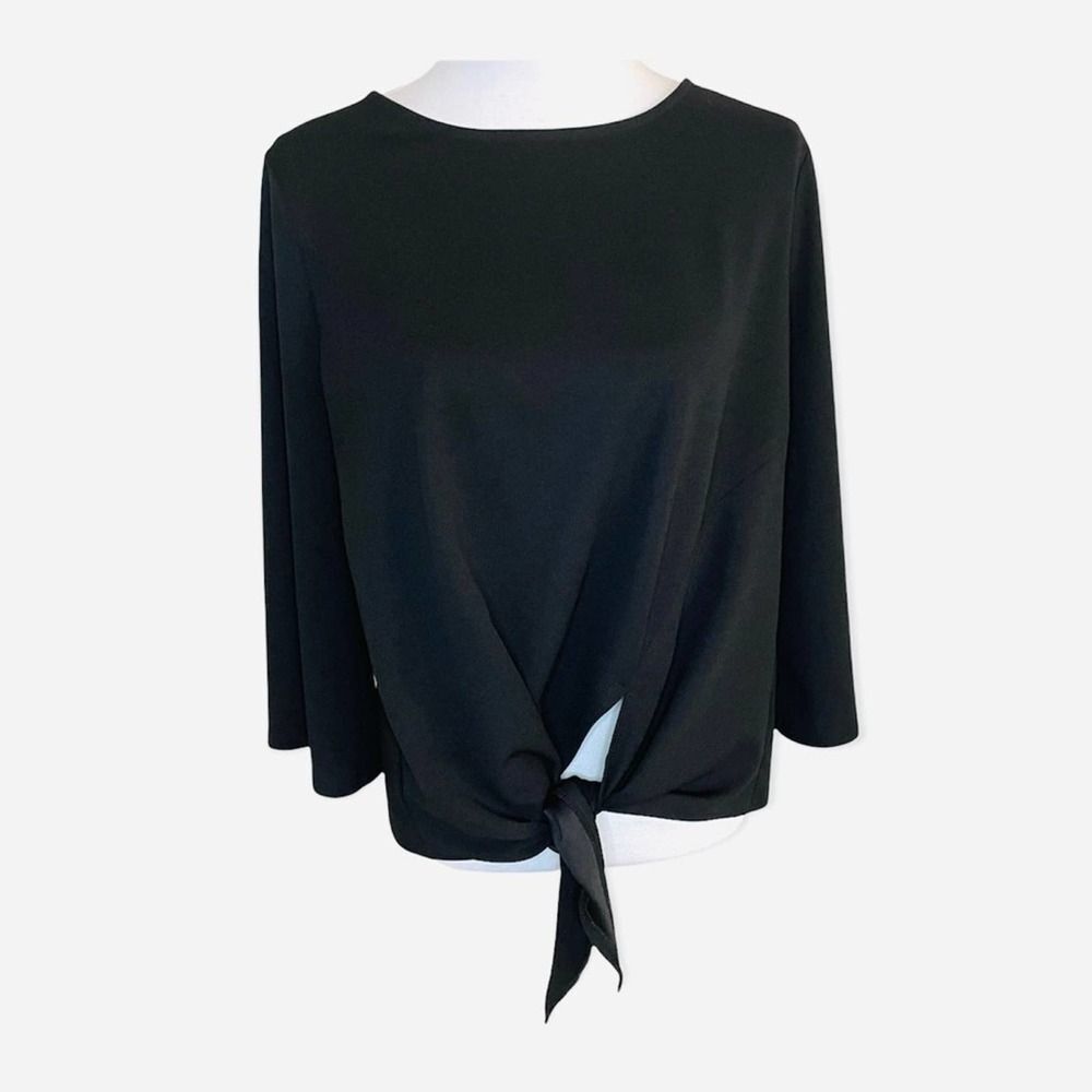 gnw Side Tie Three Quarter Sleeve Blouse Black size Medium